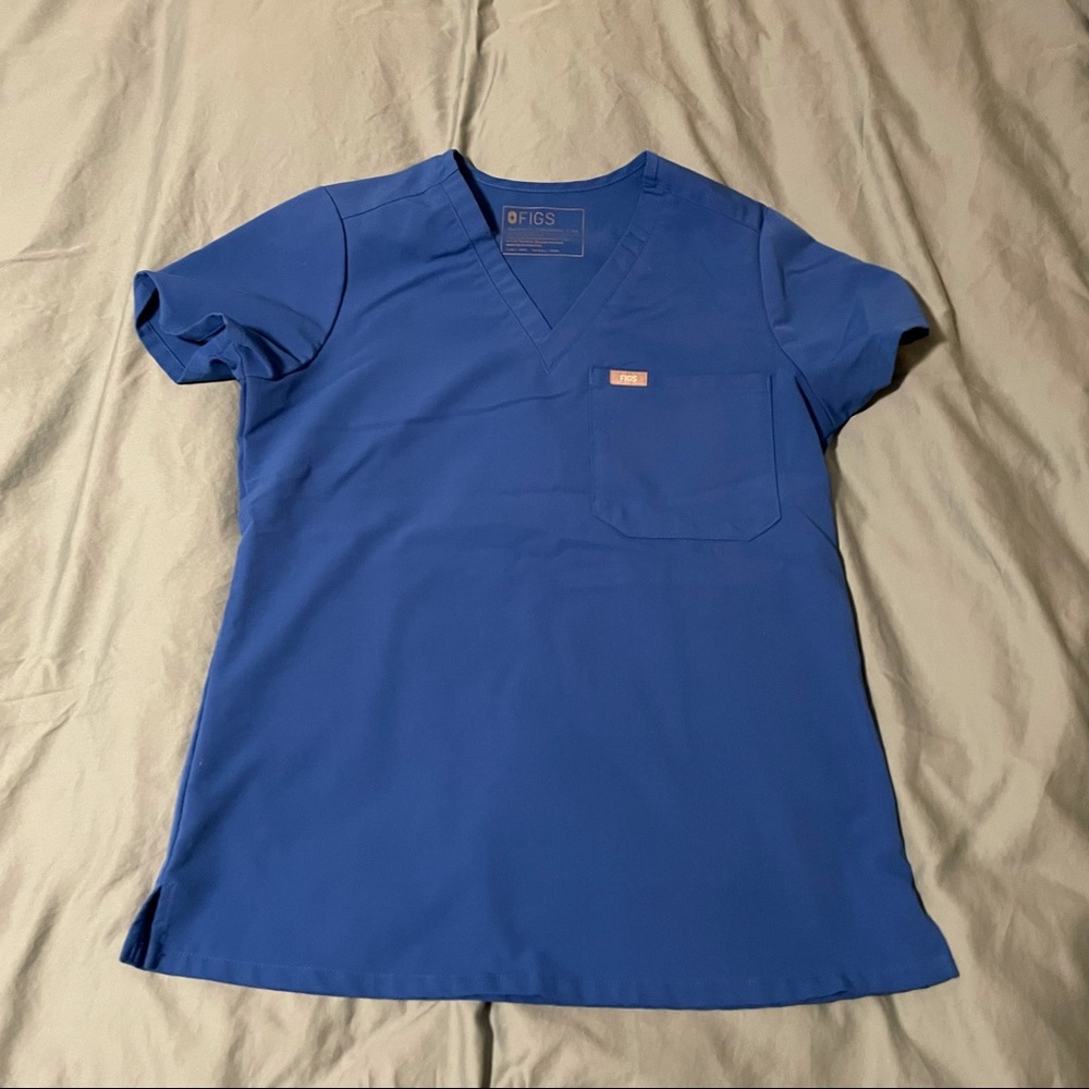 Royal blue figs scrub top